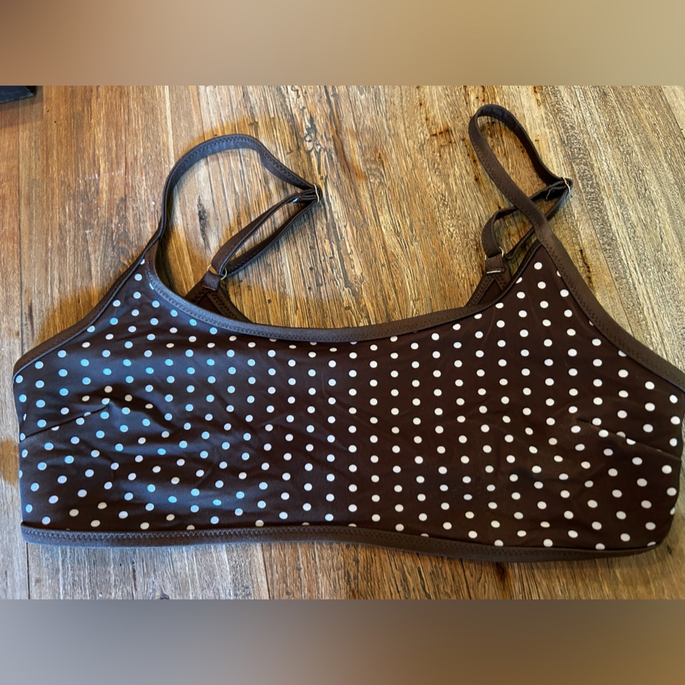 Frankie's Bikinis Brown and White Classic Polka Dot Swimwear